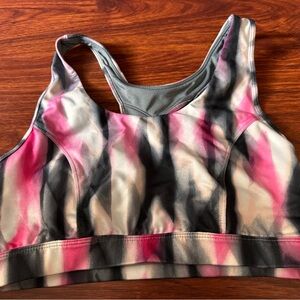 tek gear Pink, Gray & Black Printed Sports Bra- HIGH IMPACT